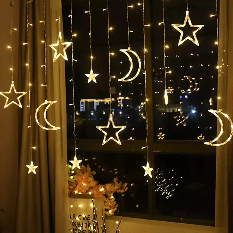MOON & STAR STRING LIGHTS（ #birthday gift#Cute#Soft#Minimalist#Lamp#room#Pets#Practical）