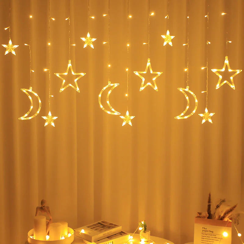 MOON & STAR STRING LIGHTS（ #birthday gift#Cute#Soft#Minimalist#Lamp#room#Pets#Practical）